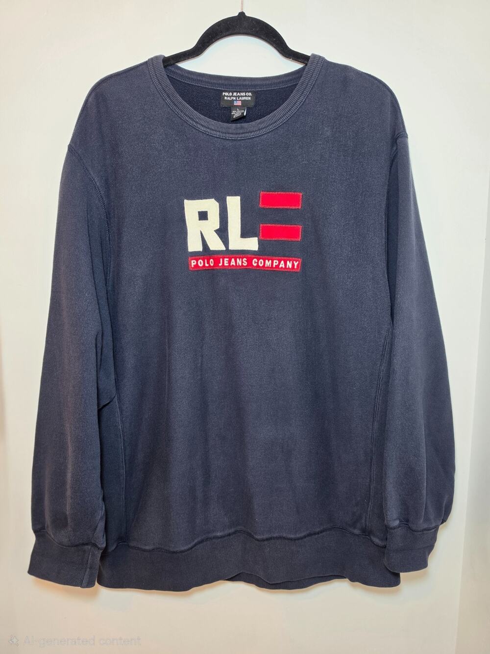 Vintage Polo Ralph Lauren Spellout Navy Sweatshirt Men’s Large 90’s Y2K